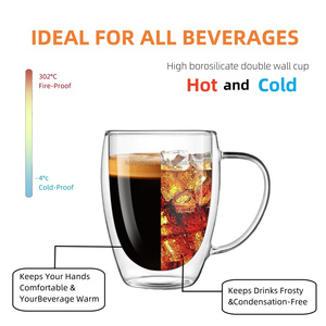 Hot bán nhiệt-chống cách nhiệt 250ml cao Borosilicate đôi tường ThủY Tinh Trà cốc cà phê cốc với xử lý - Product Image 5