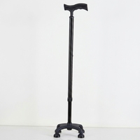 Canne à quatre pieds en aluminium avec poignée TPR, hauteur réglable sur 10 niveaux, patins en caoutchouc, pour personnes âgées et handicapées, capacité de 100 kg - Vente Flash