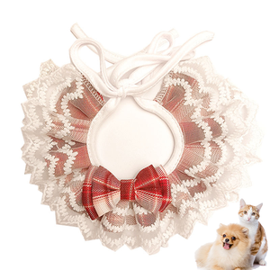 高級猫製品プレミアムポリエステルペット服レース襟猫ハーネス蝶弓Drool Bibs - Product Image 1