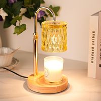 Elektrischer Sojawachs-Schmelzwärmer aus Massivholz und Glas mit Einstellbarer Helligkeit Moderne Schreibtischlampe Tisch-Aromabrenner für Innenräume Kerzen