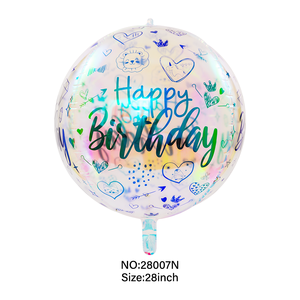 Nuevos <span class=keywords><strong>globos</strong></span> iridiscentes transparentes 4D de 28 pulgadas <span class=keywords><strong>globos</strong></span> de papel de aluminio redondos <span class=keywords><strong>globos</strong></span> decoración de fiesta de cumpleaños feliz cumpleaños <span class=keywords><strong>globos</strong></span> de papel de aluminio 4D - Product Image 2