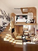 Lit mezzanine et lit superposé flottant à structure en acier |   Design minimaliste de luxe léger |   Lit en bois massif sur mesure de style cabane dans les arbres