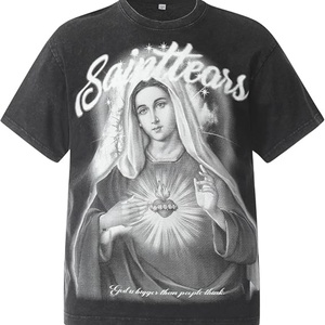 เสื้อยืดคอกลมโอเวอร์ไซส์ผู้ชาย ผ้าสแปนเด็กซ์/คอตตอน ทรงฮิปฮอป พิมพ์ลายตัวอักษรเต็มตัว ซักแล้ว ใส่สบาย ระบายอากาศได้ดี ไม่ยับ เหมาะสำหรับฤดูร้อน - Product Image 1