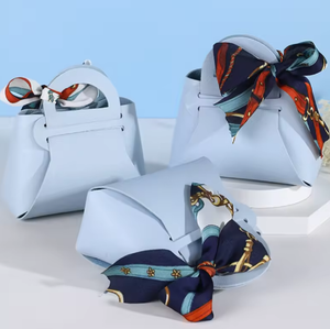 Customizable Leather Gift Tote Bag Luxury Ribbon Bow Candy <b>Box</b> for Baby Shower & Birthday - Product Image 2