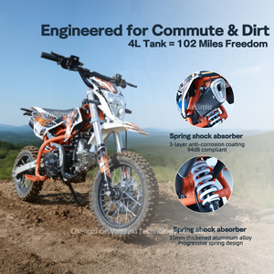 Moto tout-terrain à essence à moteur refroidi par air, quatre temps, pour enfant de 10 ans, fournie directement par l'usine - Product Image 4