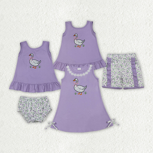 ชุดเสื้อผ้าเด็กผู้หญิงลายดอกห่าน สไตล์ฤดูร้อน ขายส่ง ชุดพี่น้อง ราคาโรงงาน แฟชั่น ผ้าฝ้ายออร์แกนิค - Product Image 1