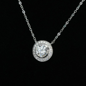 Collier pendentif en moissanite ronde 1 carat Goldleaf Wholesale, tendance, plaqué or 18 carats, argent 925, collier diamant pour femme, cadeau de fête - Product Image 1