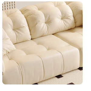 Divano Angolare a <span class=keywords><strong>L</strong></span> in Stile Crema Francese, Morbido Divano Minimalista per Soggiorno - Product Image 4