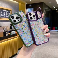 Coque de téléphone en acrylique liquide scintillant d'origine pour iPhone 11 12 13 14 15 16 17 Pro Max, support de téléphone portable, coque arrière