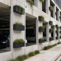 Jardinière murale en aluminium thermolaqué avec support mural, résistante aux intempéries, pour façade de bâtiment commercial