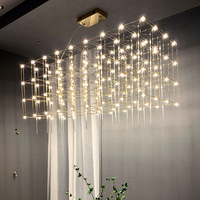 Grand Lustre en Cristal de Métal pour Villa Salon Escalier Loft Duplex-Suspendu Creux Design du Sol au Plafond