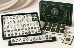 MeldVerse Luxury Premium Acrylic Botanical Artwork Green Gold Nature Inspired Durable 4-Player <b>Mahjong</b> <b>Set</b> for Party - Product Image 4