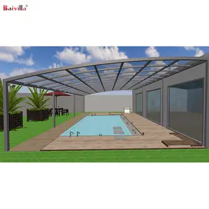 Wasserdichte große größe aluminium & polycarbonat terrasse abdeckung schwimmen pools markise baldachin angebracht zu die haus