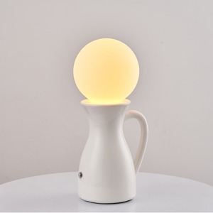 Creative Ceramic Table Lamp With Amber Glass Globe E27 LED Bulb Push Button Switch 220V Bedroom <b>Night</b> <b>Light</b> Decorative Ambient - Product Image 4
