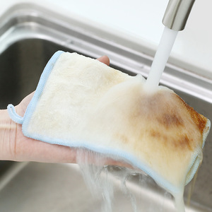 FaSoLa Bamboo Fiber Dishcloth Rectangle Thickened Double Layered With Hanging Rope For Pots And Pans Cleaning Cloth - Product Image 1