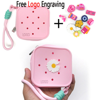 Porte-monnaie en silicone à personnaliser, accessoires de pendentif pour sac à dos d'école primaire, pochette souple en caoutchouc pour écouteurs, sac suspendu pour couple