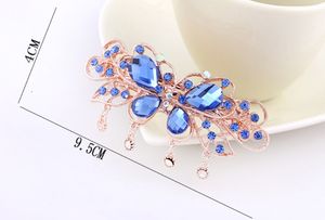 Qianjin toptan zarif Metal kelebek saç tokası kristal püskül Rhinestone firkete yengeç Hairgrip kadınlar için - Product Image 6