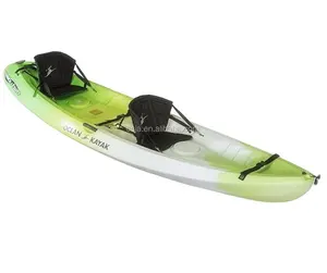 2 + 1家庭皮划艇，坐在顶部双人皮划艇套装上，配有2个EVA衬垫座椅和2个铝制桨
