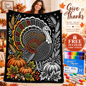 Custom Thanksgiving DIY Coloring <b>Throw</b> Blanket Rectangular Plush Animal Pattern Home Decor Classic Style Autumn - Product Image 1