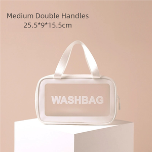 <span class=keywords><strong>Pochette</strong></span> de toilette transparente en PVC avec logo personnalisé, imperméable, portable, grande capacité, organisateur suspendu givré - Product Image 5