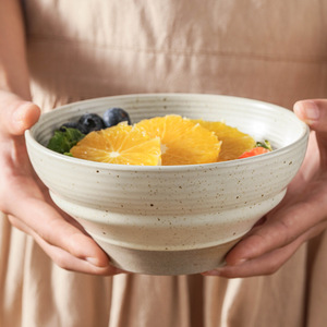Tazón <span class=keywords><strong>de</strong></span> Arroz Japonés <span class=keywords><strong>de</strong></span> Cerámica Rústica con Volantes; Tazón para Postre, Bocadillos, Ensaladas; Vajilla Creativa Vintage al por Mayor - Product Image 4