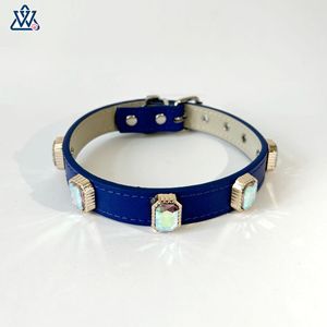 Collier pour animaux de compagnie en strass, cuir de luxe, couleur unie, pour grands chiens, toutes saisons - Product Image 4