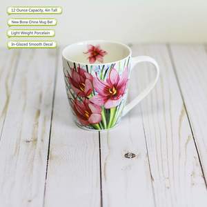 Fine Porcelain 10oz Coffee <strong>Mug</strong>, Tea Cup <strong>Mugs</strong> Set,W/ Floral Design - Product Image 2