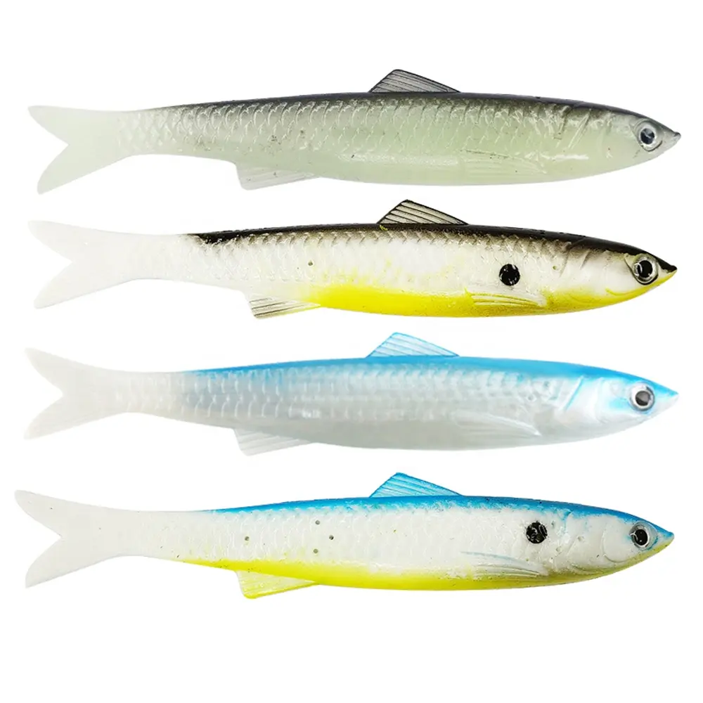 Newbility เหยื่อตกปลาพลาสติกนิ่ม13ซม.,เหยื่อตกปลาหางส้อมรูปทรงปลาธรรมชาติสดใสหลากสี