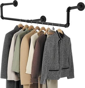 Rail à vêtements mural Tuyau industriel Porte-vêtements Vêtements Porte-vêtements Bar à vêtements en fer Placard Rangement Organisation - Product Image 1