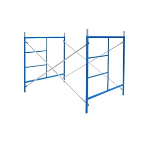 Échafaudage à cadre peint robuste avec hauteur réglable, entretoises transversales et goupilles de verrouillage de sécurité pour les travaux de construction et de réparation - Product Image 2