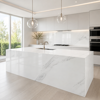 Dalles en pierre frittée blanche grand format 800x2600x9mm, motif brillant moderne, modèle 3D, antidérapantes, carreaux décoratifs pour sol de salon