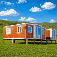 Maison conteneur pliable à deux ailes avec extension d'espace, maison modulaire en acier pour logement temporaire, campement, kiosque commercial et chambre d'hôtes