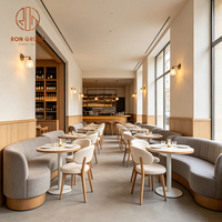 Ron Group - Banquette en forme de L personnalisée, table carrée en bois massif, chaise rembourrée en tissu, mobilier commercial pour restaurant