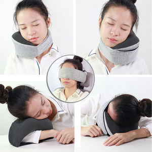 <b>U</b>-<b>Shaped</b> Memory Foam Neck <b>Pillow</b> Black Solid 28x26x14cm Travel <b>Pillow</b> With Storage Bag For Adults And Seniors - Product Image 2