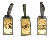 Etiquetas de Viaje Personalizadas de Cuero PU, Placa de Identificación Metálica, Etiqueta Metálica Grabada, Etiqueta de Equipaje de PU para Embarque y Revisión