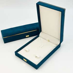 Joyero de cuero de terciopelo de lujo personalizado al por mayor de alta calidad organizador de embalaje anillo de regalo collar joyero - Product Image 5