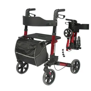 Outdoor and Indoor Portable Rollator Aluminum Walking Aids Walker Easy for Storage TRA01