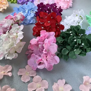 Têtes de fleurs d'hortensia en soie, décoration murale, fleurs d'hortensia artificielles, grande taille, bonne qualité - Product Image 3