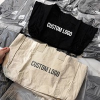 Grand sac fourre-tout en toile avec impression personnalisée du logo de la marque, sac de shopping en coton épais, sac de voyage et de plage écologique avec long ruban et fermeture éclair à lettres
