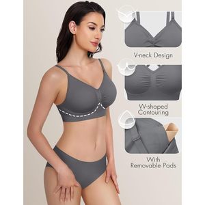 FOXA Bralette inalámbrico para mujer, paquete de 3 sujetadores acolchados push-up para uso diario con soporte, copa tres cuartos, lavable a máquina - Product Image 3