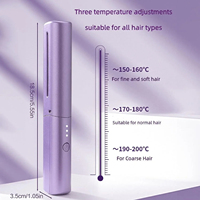 Peigne chauffant sans fil 2-en-1 portable, mini lisseur USB rechargeable à chauffe rapide pour coiffure