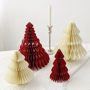 Décorations de Noël créatives de haute qualité en forme de mini arbre en nid d'abeille, origami, pour la maison, pour la saison des fêtes - Product Image 1
