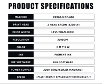 Imprimante DTF grand format en vente chaude, largeur 24 pouces, double tête Xp600/I3200 avec secoueur de poudre pour l'impression sur t-shirts