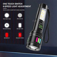 Lampe de poche tactique étanche IP65 en aluminium pour l'extérieur Lampe torche portable d'éclairage latéral Lampe torche rechargeable USB Zoom