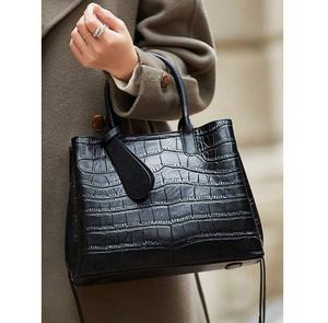 Sac à main pour femme en cuir véritable 100 %, léger et souple, avec fermeture éclair, compartiments spacieux, coutures durables, design élégant pour le bureau - Product Image 5