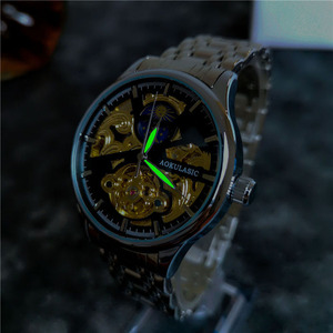 Montre Homme AOKULASIC Design Mode Automatique Mécanique Homme Luminescente Acier Inoxydable Étanche <span class=keywords><strong>Horloge</strong></span> Reloj Hombre - Product Image 4