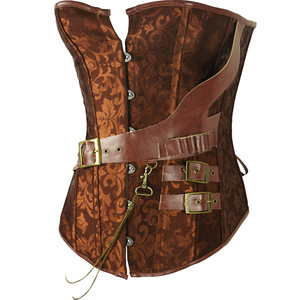 Corsets <span class=keywords><strong>de</strong></span> <span class=keywords><strong>Pirate</strong></span> pour femmes broderie boucle Steampunk Korsett cuir Bustier pour carnaval fête Clubwear Halloween Costumes Plus - Product Image 5