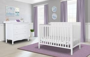Newborn Baby Convertible <strong>Cot</strong> Crib Kids Solid Wooden Baby <strong>Bed</strong> Crib <strong>With</strong> Storage <strong>Drawer</strong> For Bedroom - Product Image 5