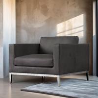 Chaise de salon nordique moderne en cuir avec bras et Base en métal de haute qualité