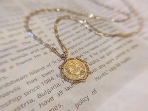 Xinfly Wholesale Luxury Antique Vintage Jewelry Round Shape 18k <b>Solid</b> <b>Gold</b> Custom Slim <b>Pendant</b> and Chain - Product Image 4